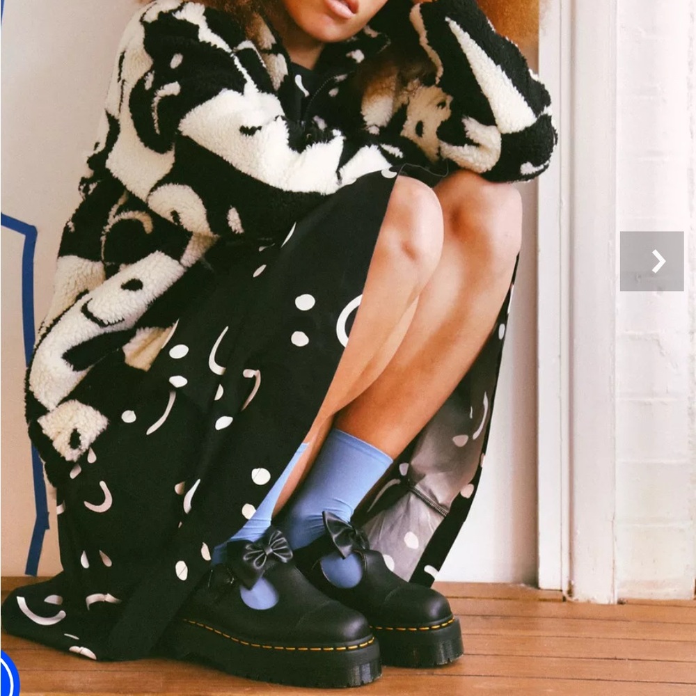 Lazy Oaf x Dr. Martens Bethan Black Leather Platform Mary Janes with Bow